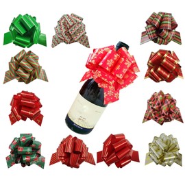 12pcs Christmas Gift Bows 4.5” Xmas Wrap Ribbon Pull Bows for Gift Tags, Wrapping Decor, Xmas Decorative Bows for Presents