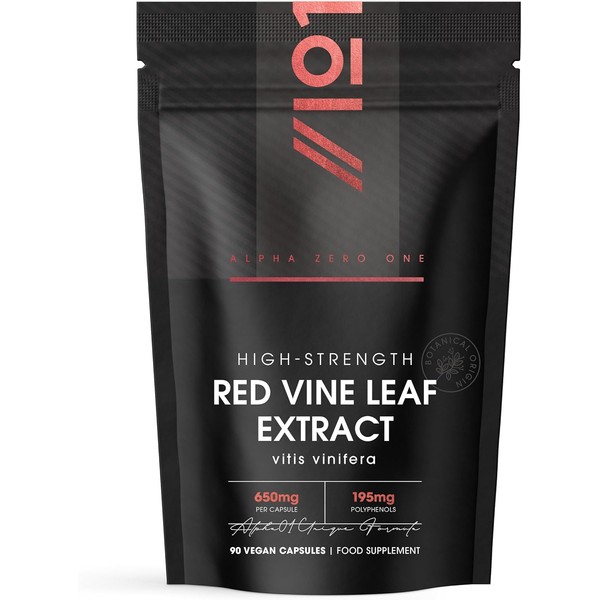 Red Vine Leaf Extract 650mg - 30% Polyphenols (195mg) Equivalent