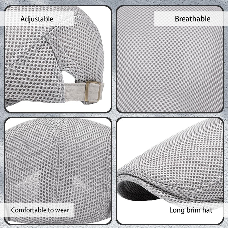 AUNGKWANG Men's Peaked Cap, Unisex Beret Hat, Breathable Mesh, Sun