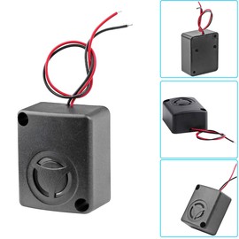 Youmile 4 pcs Black Mini Piezo Alarm Siren 12V DC 110dB Insurance AntiTheft HighDecibel Square Shell Active Buzzer Alarm with alligator clip for Car Safes