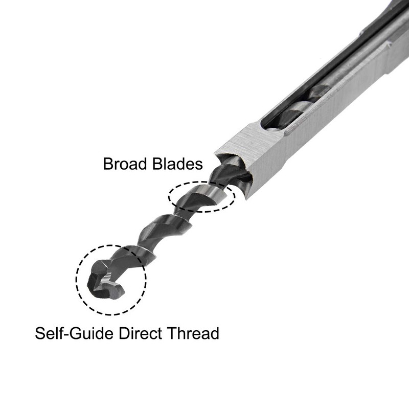 uxcell Square Hole Drill Bit, 5/16" High-Carbon Steel Hollow Chisel