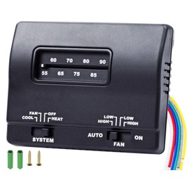 7330F3852 RV Thermostat Heat Cool Control 12V DC Single Stage T-Stat Wall Coleman Mach RV Thermostat Replacement Compatible with Coleman Mach, Black