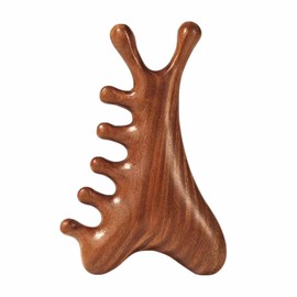 SerniaXin 4-in-1 Natural Sandalwood Gua Sha Massage Tool - Head, Face, Eye Nose Massage & Jawline Sculpting - Full Body Lymphatic Drainage & Scalp Care - Self Care Essential for Home Office Travel