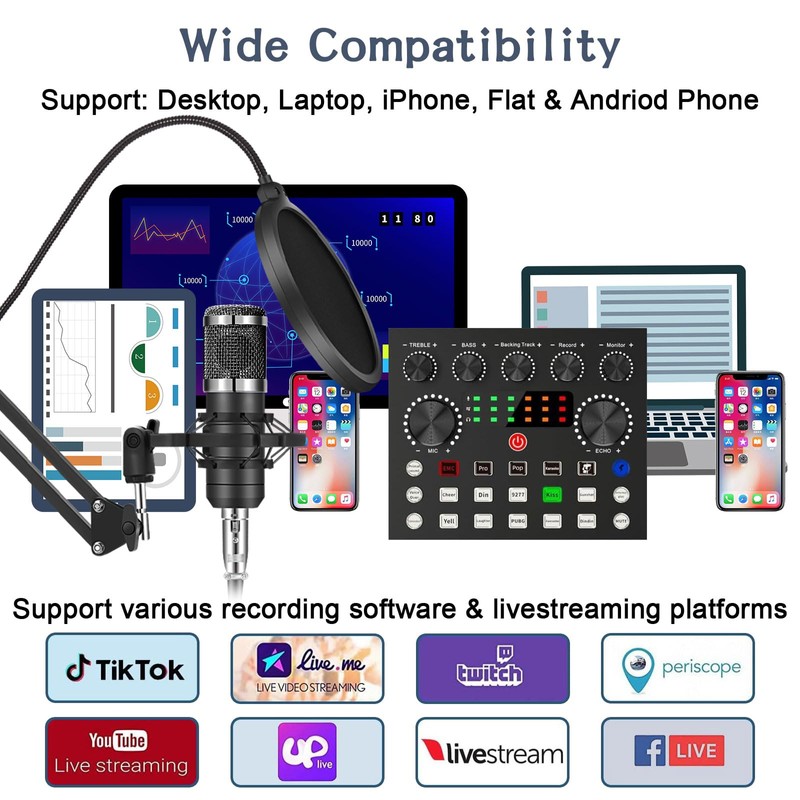 Podcast Equipment Bundle For 2, ALPOWL Audio Interface with Cardioid
