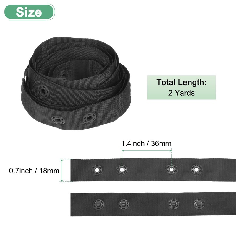 M METERXITY Plastic Snap Buttons, 2 Yards Plastic Snaps, Polyester