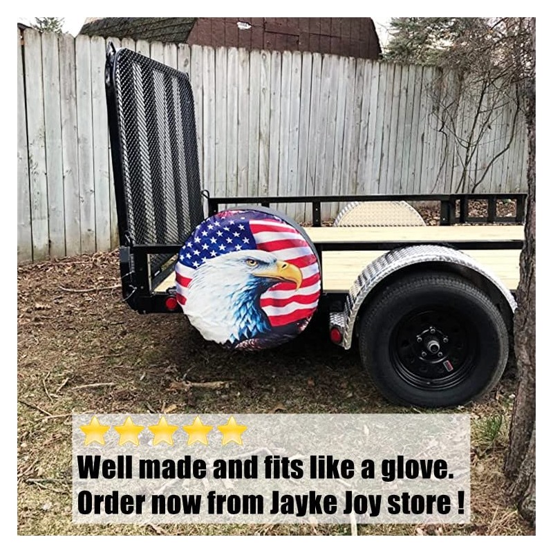 Spare Tire Cover, Wheel Cover with American Flag Eagle Waterproof