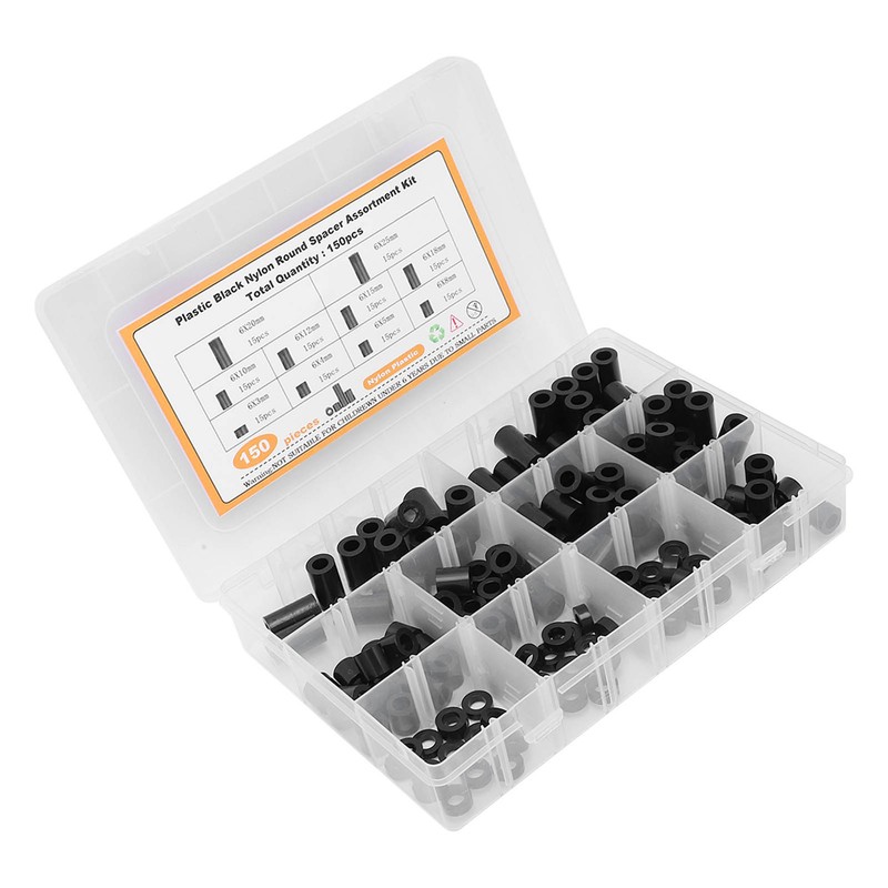 150Pcs Nylon Spacers Assortment Round Plastic for Screws Hardware Standoff