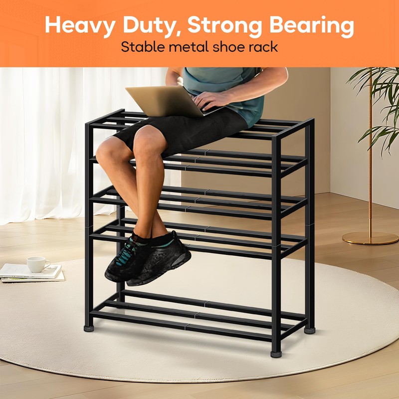 KEETDY 5-Tier Heavy Duty Shoe Rack for Garage Entryway, Stackable