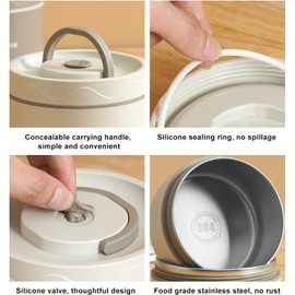 Contenedor de Almuerzo Aislado, Caja Sellada de Acero Inoxidable 304 con Bolsa Térmica, Diseño Redondo a Prueba de Fugas para el Trabajo, Escuela, Comedor Al Aire Libre, (2