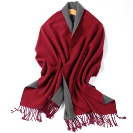 MOWEN Cashmere Scarf Women Oversized Pashmina Large Warm Scarves Wraps 2-Tone Solid Colour for Autumn Winter 70 x 200 cm, 8 UK