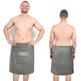 Lashuma Saunakilt Men's 55 x 140 cm Lima Sauna Towel with Velcro Fastening Premium Sauna Towel Grey Absorbent and Durable