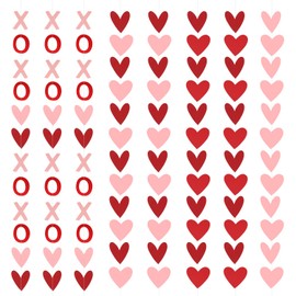 8pcs Valentine's Day Garland, XOXO Garland Pink and Red Heart Hanging Decorations Kisses & Hugs Ornament Banners Romantic Valentine's Day Decor for Home, Party, Photo Background