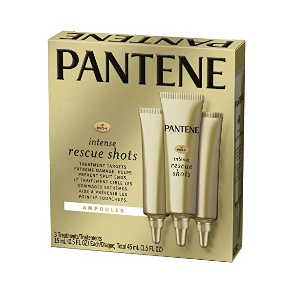 Pantene Rescue Shots Hair Ampoules Treatment, Pro-V Intensive Repair of Damaged Hair, 1.5 Fl Oz (Pack of 3)