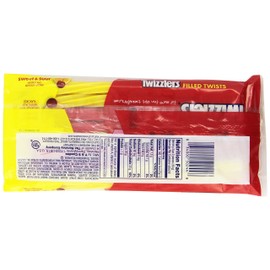 TWIZZLERS Filled Twists, Sweet & Sour Flavored Licorice Candy (Cherry Kick, Citrus Punch), 11 Ounce (Pack of 6)
