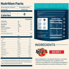 Sooergy Electrolytes Powder Packets Sugar Free Hydration Packets, Liquid Daily IV Electrolyte Drink Mixex for Rehydration with Electrolytes, Vitamins, 0 Calorie, Mix Berry Flavor, 20 Sticks