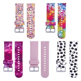 Compatible with Bark Watch Band, Soft Silicone Colorful Pattern Wristband Replacement Waterproof Strap for Verizon Gizmo Watch 3 Adventure 3 2 1 (5-Pack)