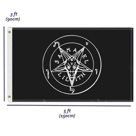 3×5 FT Baphomet Bold Flag, Large 100D Church Of Satan Outdoor Banner,Doube Side Printing Decor For Patio Garden With Brass Gromment