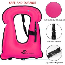 FORWEWAY Snorkel Vest Inflatable Buoyancy Vests for Portable Kayaking Buoyancy Vest for Drift Rescue,Rowing,Sailing,Snorkeling,Swimming,Outdoor Water (for 80-200lbs) (Red)