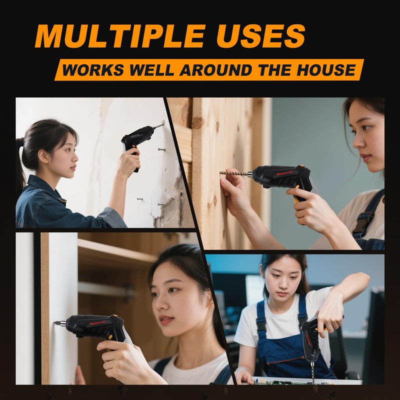Megarooz Electric Cordless Screwdriver with Rechargeable Battery and Charger, Rotating
