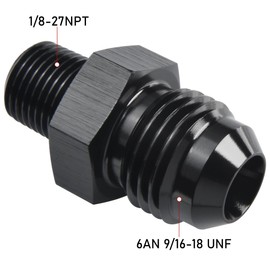 Podavelle 6AN Male Flare to 1/8 NPT Pipe Fitting Adapter Union Connector Straight Aluminum Black