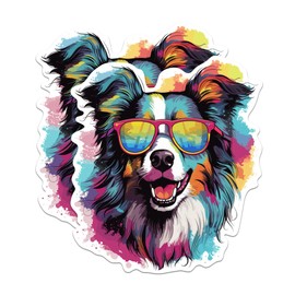 (2 Pack) Collie Dog Stickers - Collie with Sunglasses - Choose FromOver 100 Dog Breeds - 5 Inches On Longest Side - Premium Vinyl - Made in USA - BMCS0341