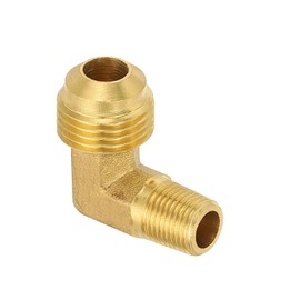PATIKIL 90 Degree Elbow Brass Pipe Fittings, 3/8" Male Flare x 1/8" NPT Male Thread Tubing Fitting Adapter Connector Tube Elbow Converter for Pipe Connection