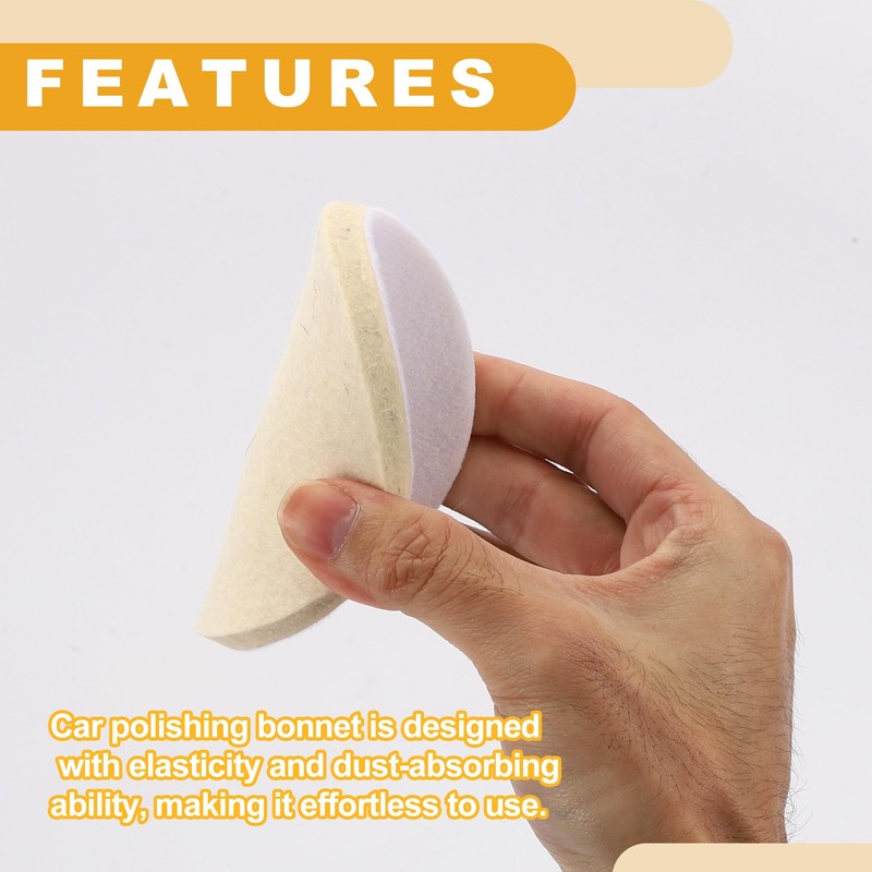 Partuto 3pc 4" 100mm Universal Wool Polishing Buffing Pad -