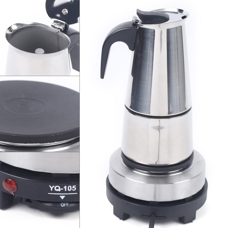 Sallurmose Moka Pot Italian Stovetop Espresso Maker - Stainless Steel