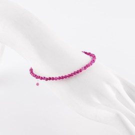 Natural Pink Ruby Gemstone Full Micro Beads Dainty Bracelet Jewelry for her July Birthstone, Energy Healing Crystals, Silver Plated Chain 8 inch