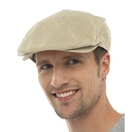 Tom Franks Mens Plain Traditional Flat Cap Beige Medium/Large