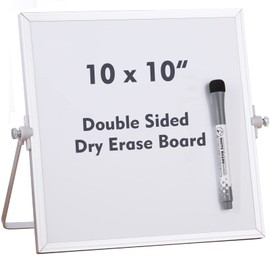 Aelfox Small White Board 9 x 7 Inch, Magnetic Small Dry Erase Board with Stand, Double-Sided, Aluminum Frame, Desktop Whiteboard for Students/Kids, Home, Office, School, Online Training