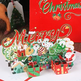 MZSX Christmas 3D Greeting Cards, 15 * 20cm, Christmas Gifts Cards for Friends, Family Christmas Party Gift Cards Decorations, for Winter Christmas Season, Holiday Cards, Gifts Cards, Kids, Women