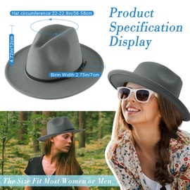 Hercicy 6 Pcs Felt Hats for Women Wide Brim Panama Hat with Belt Buckle Vintage Decoration(Bright Colors,Retro Style)