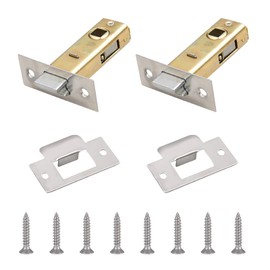 UFURMATE Tubular Latch, 2 Sets 45mm/1.77" Bolt Through Tubular Latch Zinc Alloy Tubular Mortice Latch with Stainless Steel Brackets & Screws for Internal Wooden Door