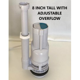 NUFLUSH 2.5 inch, Top Button Dual Flush Valve for one piece toilets, 8.5 inches Tall