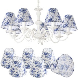 Vihose 6 Pcs Chandelier Shades Small Lamp Shade French Toile Countryside Clip Bulbs Lampshade 3 x 6 x 5 Inch Mini Clip on Lamp Chimney Cover for Candelabra Bulbs