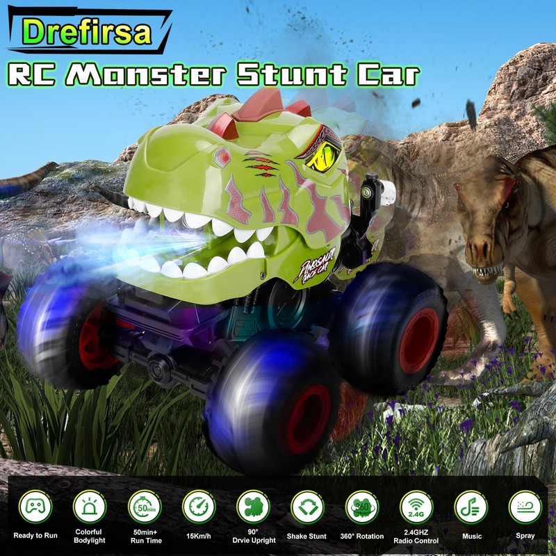 Dinosaur Remote Control Car for Boys 4-7 8-12, 50min+ Runtime