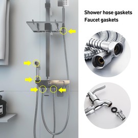 FOMGIIN Pack of 25 Shower Hose Washers, 19 mm Hose Seal Rubber Tap Connection Sealing Rings, Rubber Flat Washer for Shower Hose Taps (Black 3/4 Inch)