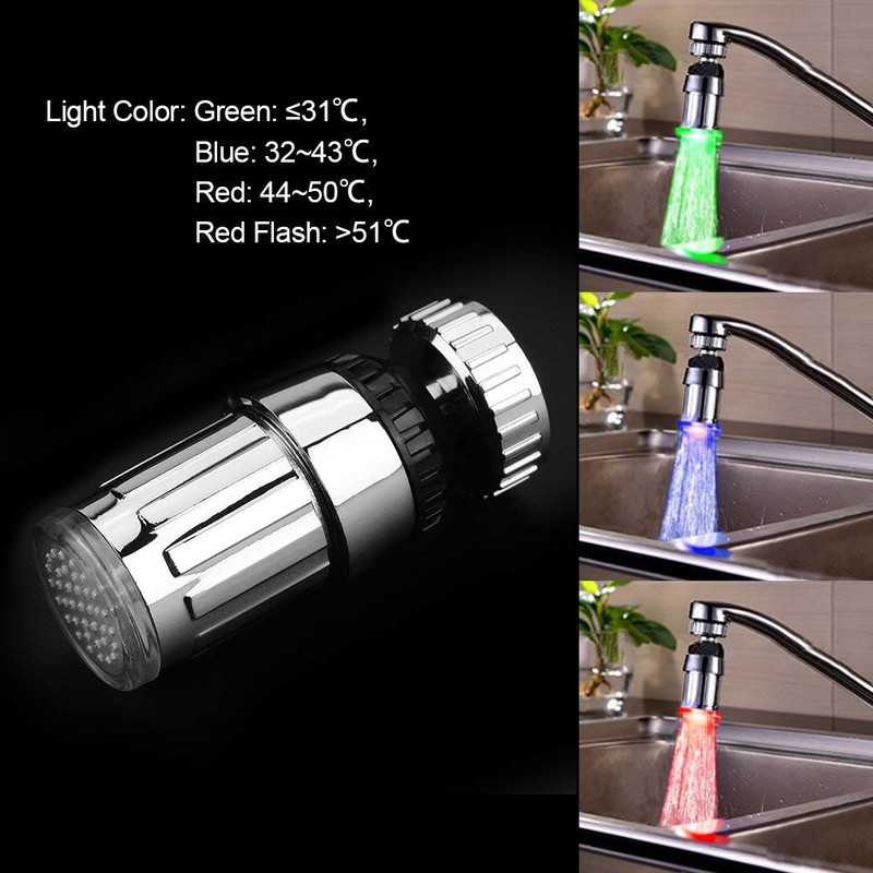 360° LED Tap Attachment Light, Rotating Tap Sprayer with 3