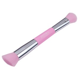 Foundation Makeup Brush - Buffing, Blending, Highlight, Contouring. Contour Brush for use with Cream, Powder, Blush, Liquid Foundation, Concealer, Primer, Bronzer. Double Ended Make up Brush [Pink]