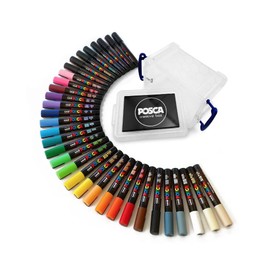 POSCA Colouring - PC-5M Full Range Set of 33 - in Black Plastic Tub