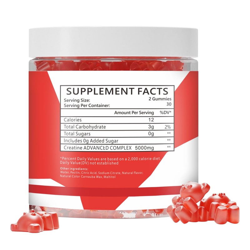 Creatine Gummies 5000mg – Strawberry Flavour Chewables – Muscle Growth,