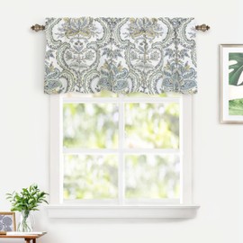 DriftAway Eden Floral Botanical Leaves Lined Thermal Insulated Window Curtain Valance Rod Pocket 52 Inch by 18 Inch Plus 2 Inch Header Multi Color 1 Pack