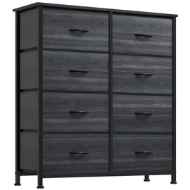YITAHOME Cloth Dresser with 8 Drawers - Fabric Dresser for Closet, Chester Drawers for Bedroom, Hallway, Closets - Sturdy Steel Frame, Wooden Top & Easy Pull Fabric Bins, Charcoal Black Wood Grain