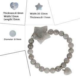 KYEYGWO Natural Labradorite Star Crystal Bracelet for Women, Reiki Healing Happiness 8 mm Beads Fashion Bracelet Jewellery Amulet, labradorite Elastic rope Alloys