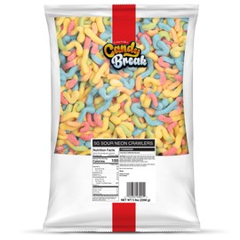 Candy Break Sour Neon Worms Gummy Candy 5 lbs Share Size Bag Pack of 1 - Sour & Chewy Gummies Bulk Candy Pack - Snacks for Kids & Grown Ups