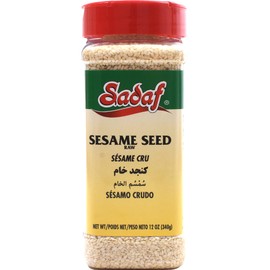Sadaf Sesame Seeds - Raw Sesame Seeds for Cooking and Food Seasoning - Semillas de Ajonjoli - Middle Eastern Cuisine - Kosher - 12 Oz Bottle with Shaker Top