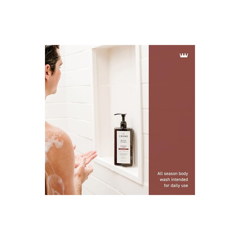 Cremo Rich-Lathering Bourbon & Oak Body Wash for Men, 32