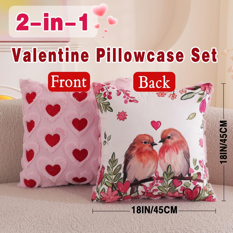 Tikeciti Valentines Day Faux Fur Heart Throw Pillow Covers Love