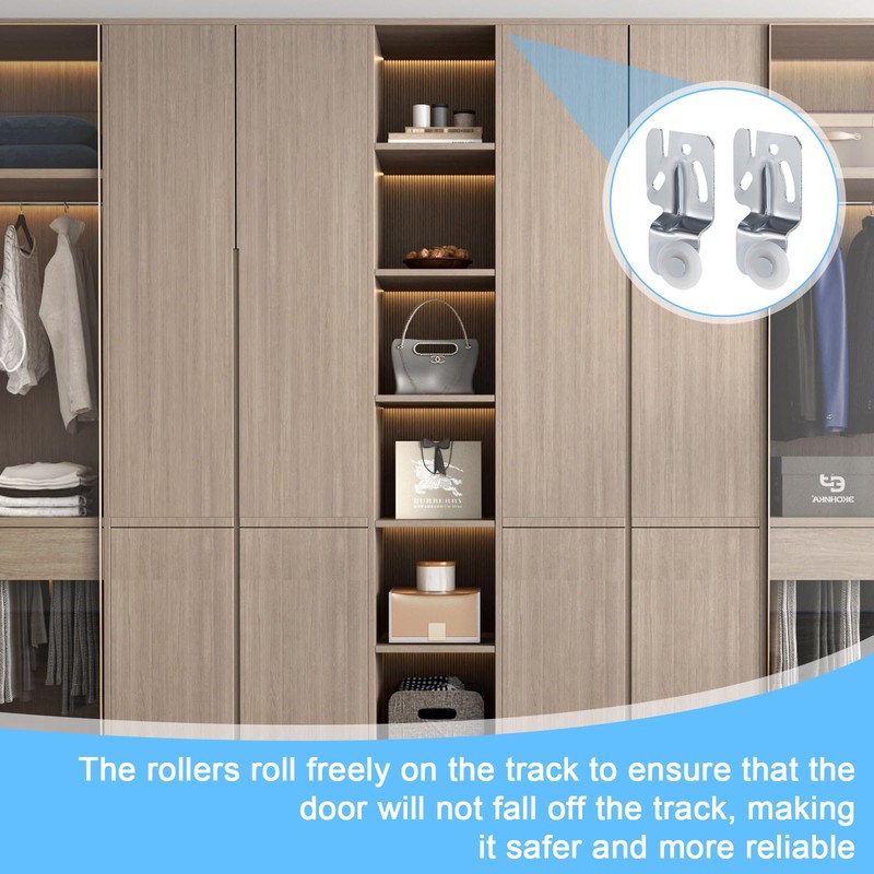 8 Pcs Closet Door Rollers, Sliding Closet Door Hardware, Hardware
